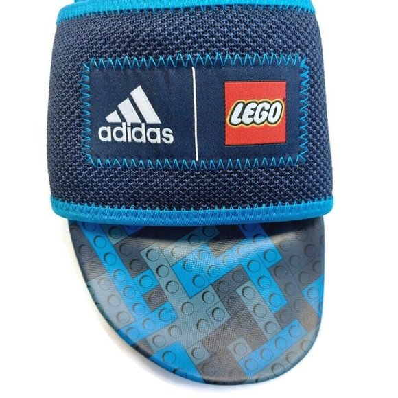Adidas x LEGO Adilette Comfort Sandal Beach Slides Mens 8 Womens 9 GW0823 Blue - Picture 3 of 9